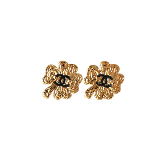 Chanel 24P CC Stud Earrings Clover Gold-NOBLEMARS