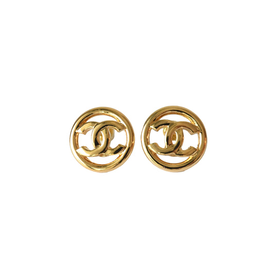 Chanel CC Circle Turnlock Round Earrings Gold-NOBLEMARS