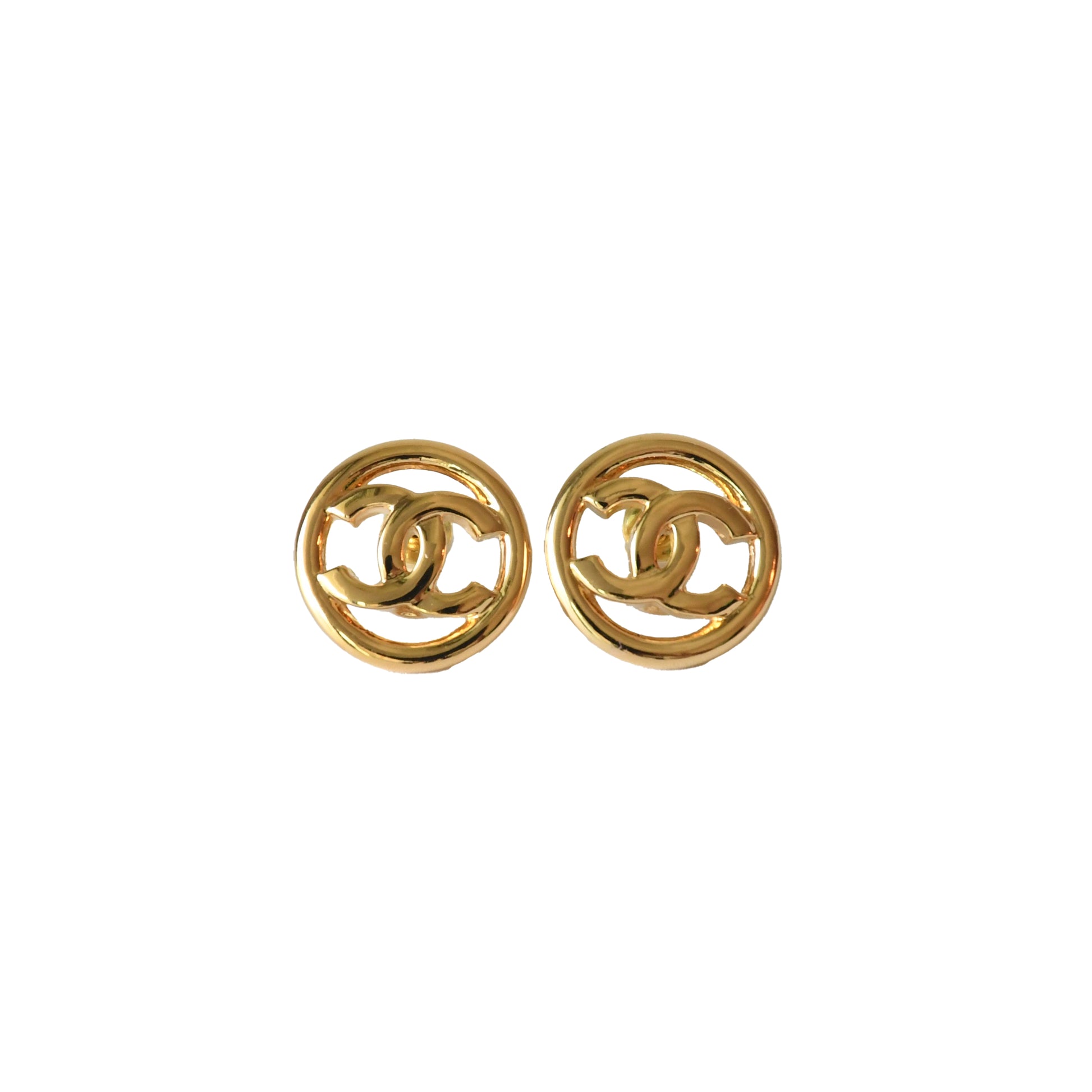 Chanel CC Circle Turnlock Round Earrings Gold-NOBLEMARS