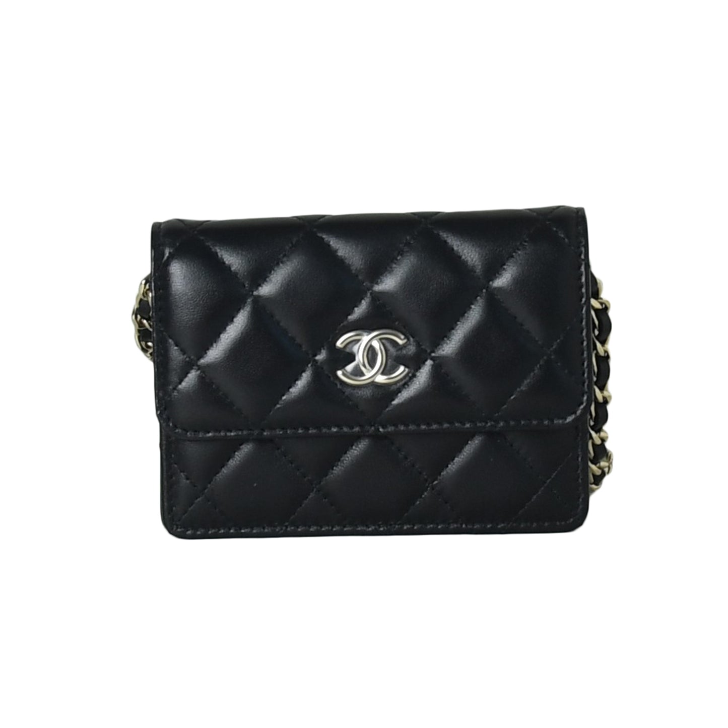 Chanel Crossbody Card Holder With Flap Gold Hardware Black