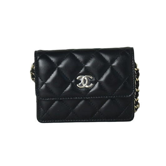 Chanel Crossbody Card Holder With Flap Gold Hardware Black