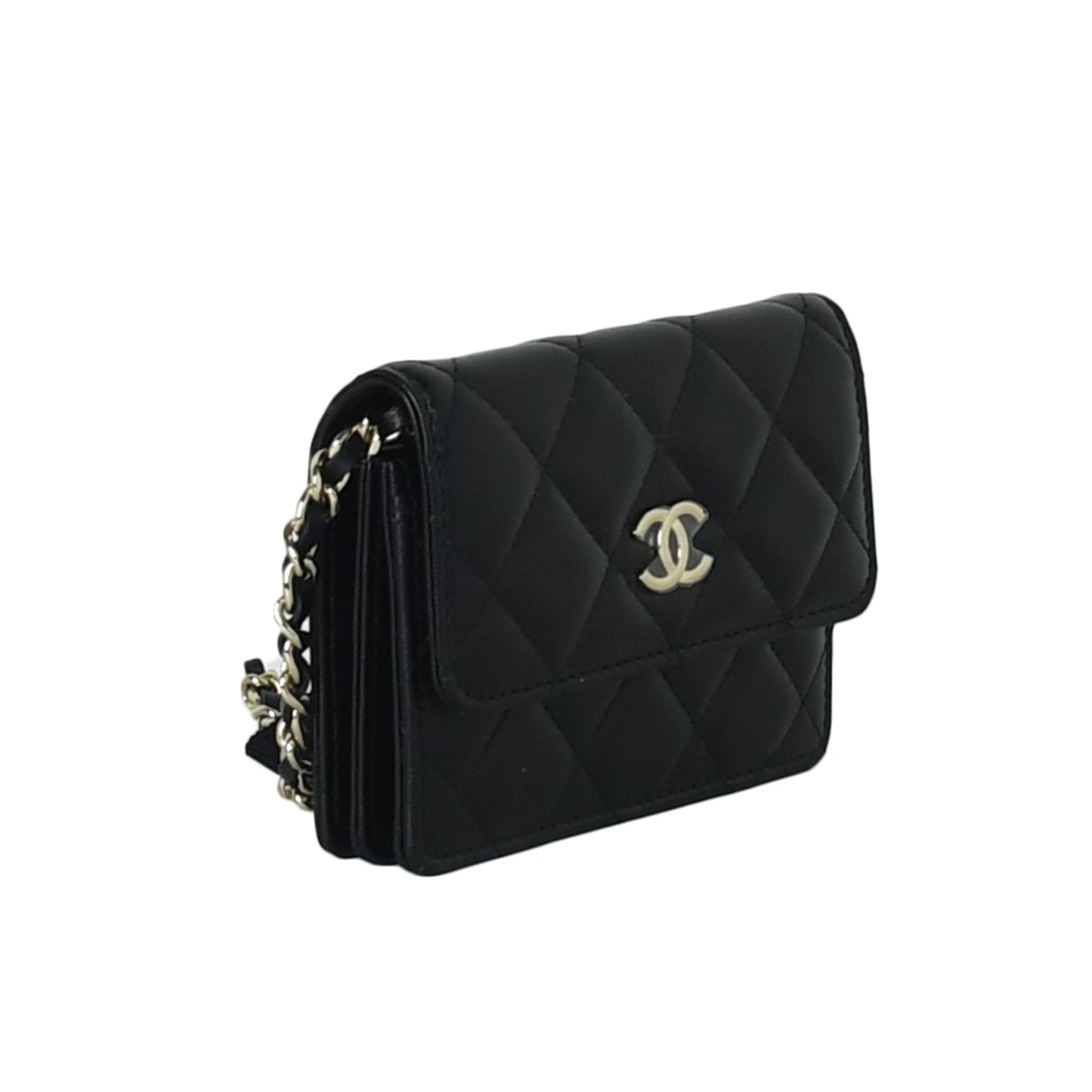 Chanel Crossbody Card Holder With Flap Gold Hardware Black