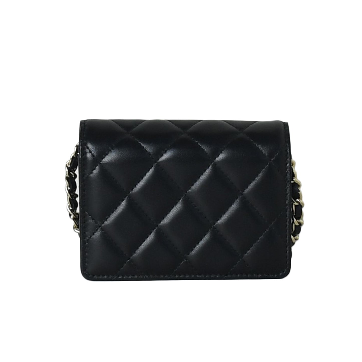 Chanel Crossbody Card Holder With Flap Gold Hardware Black