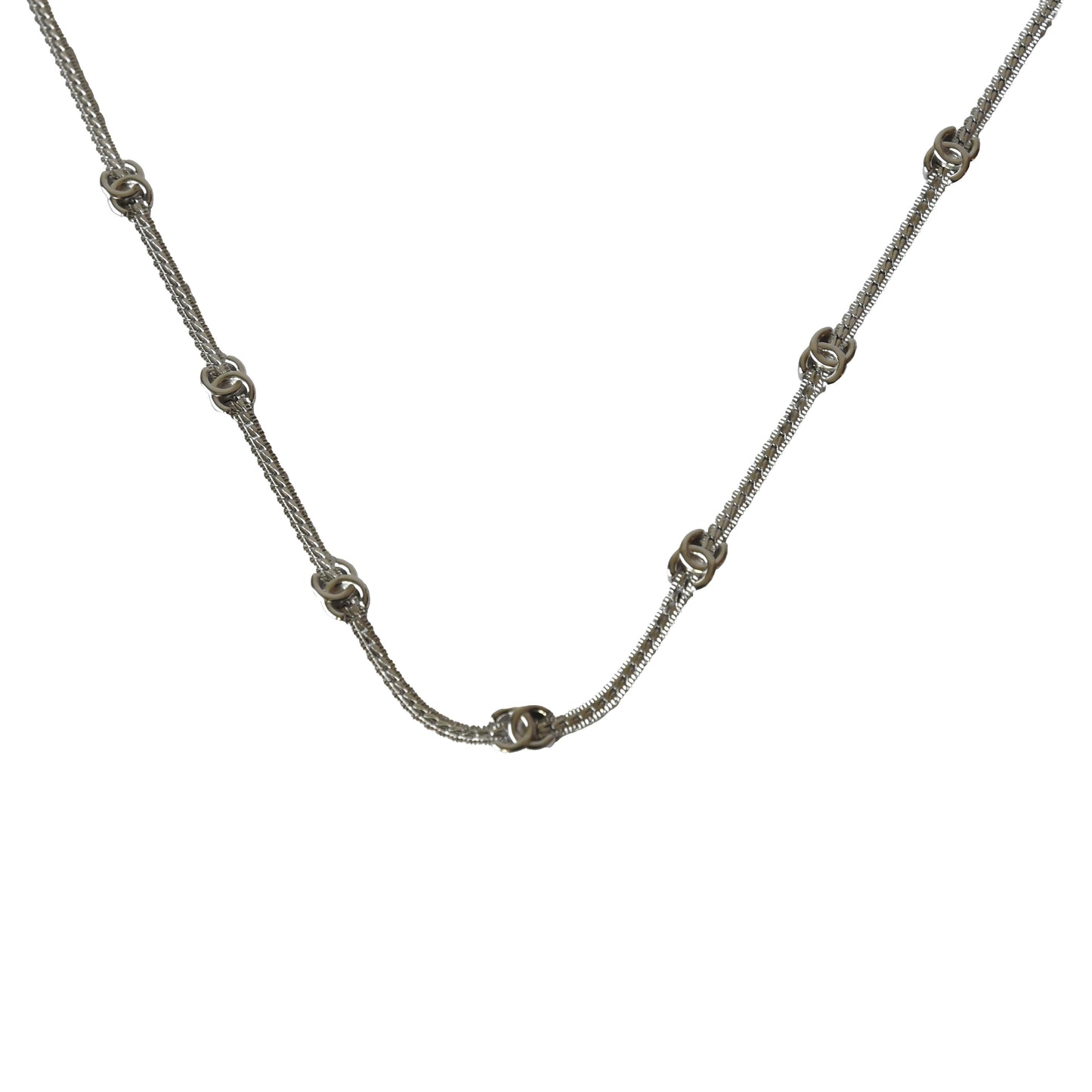 Chanel Seven Metal CC Choker Necklace Silver-NOBLEMARS