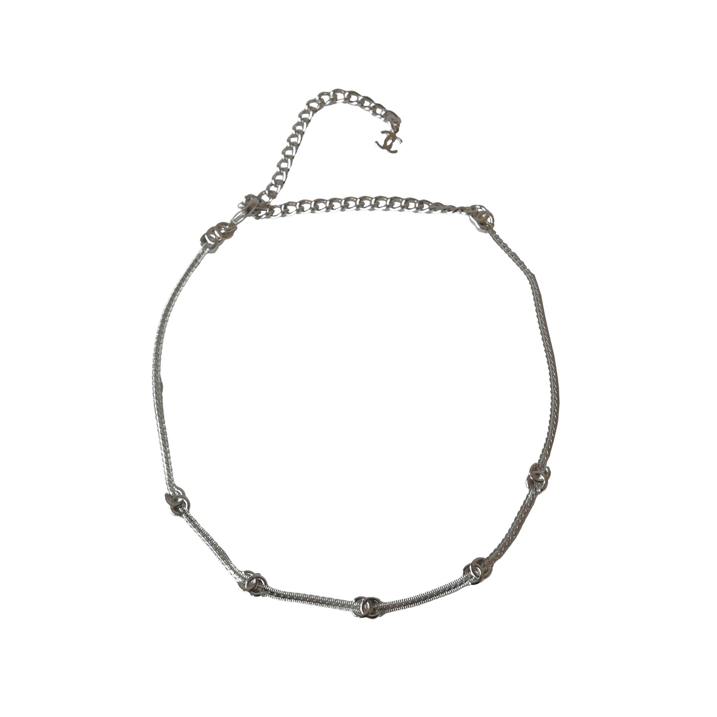 Chanel Five Metal CC Choker Necklace Silver-NOBLEMARS