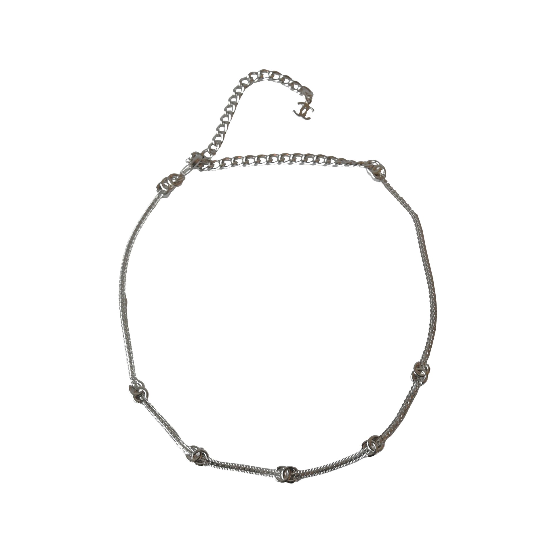 Chanel Five Metal CC Choker Necklace Silver-NOBLEMARS
