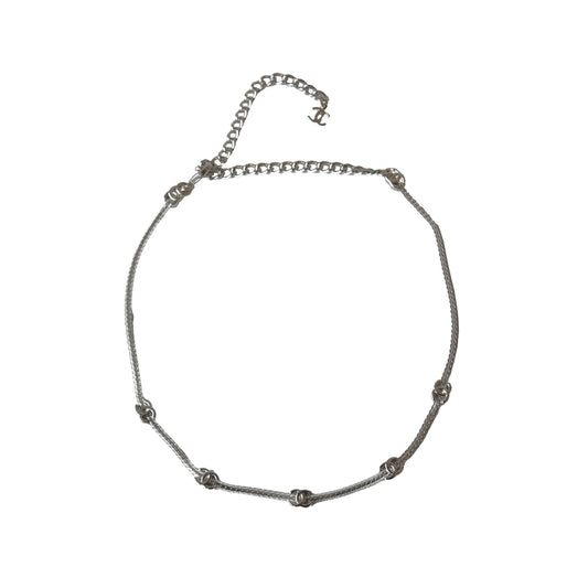 Chanel Five Metal CC Choker Necklace Silver-NOBLEMARS