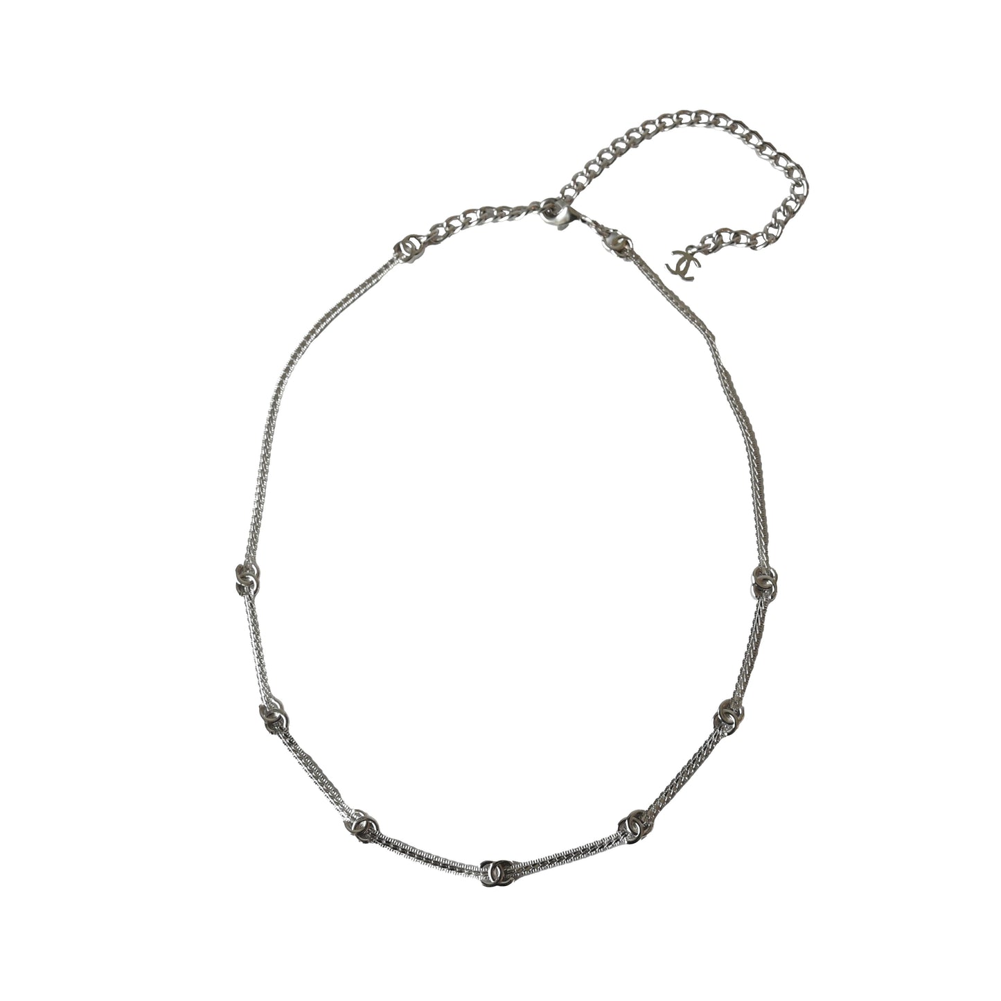 Chanel Seven Metal CC Choker Necklace Silver-NOBLEMARS
