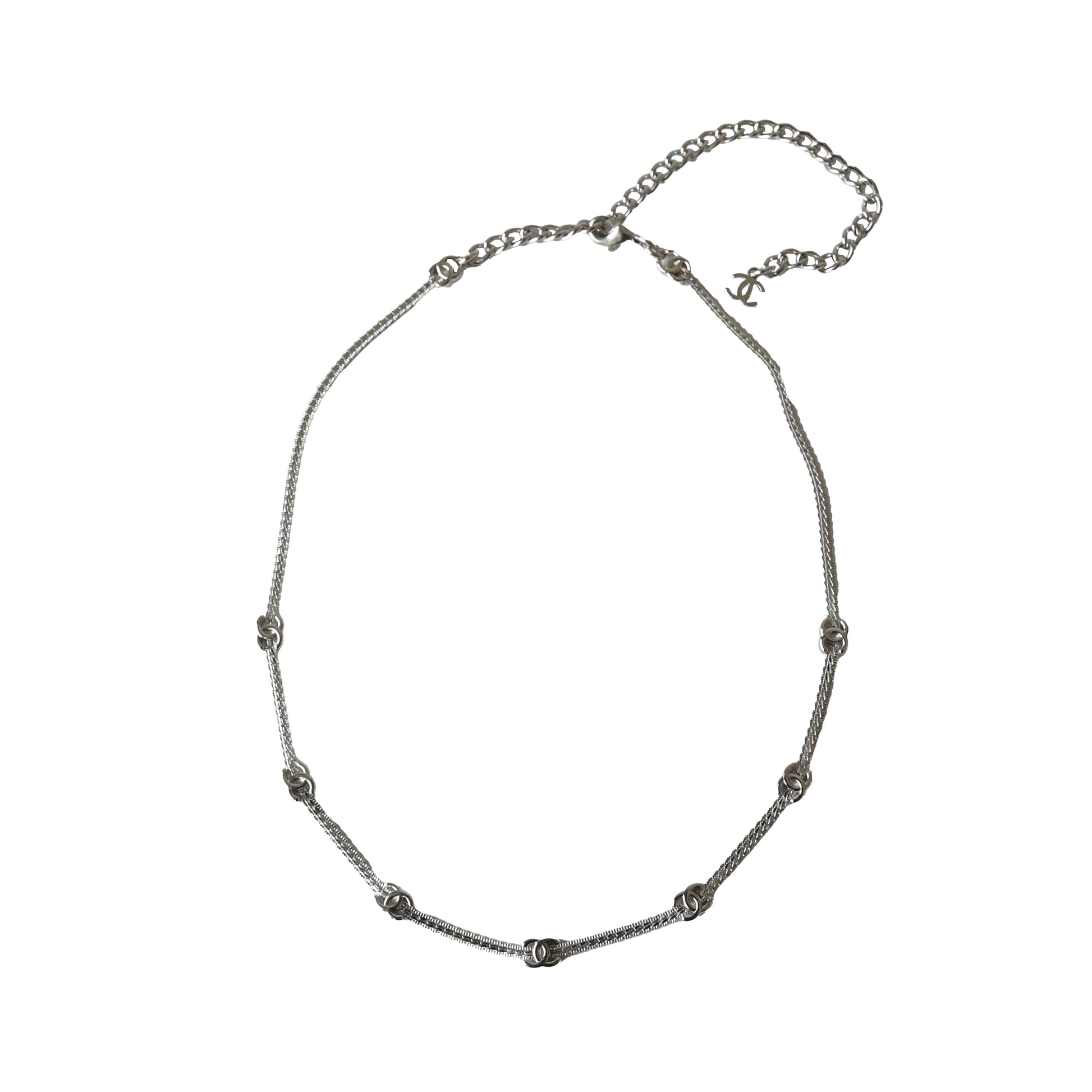 Chanel Seven Metal CC Choker Necklace Silver-NOBLEMARS
