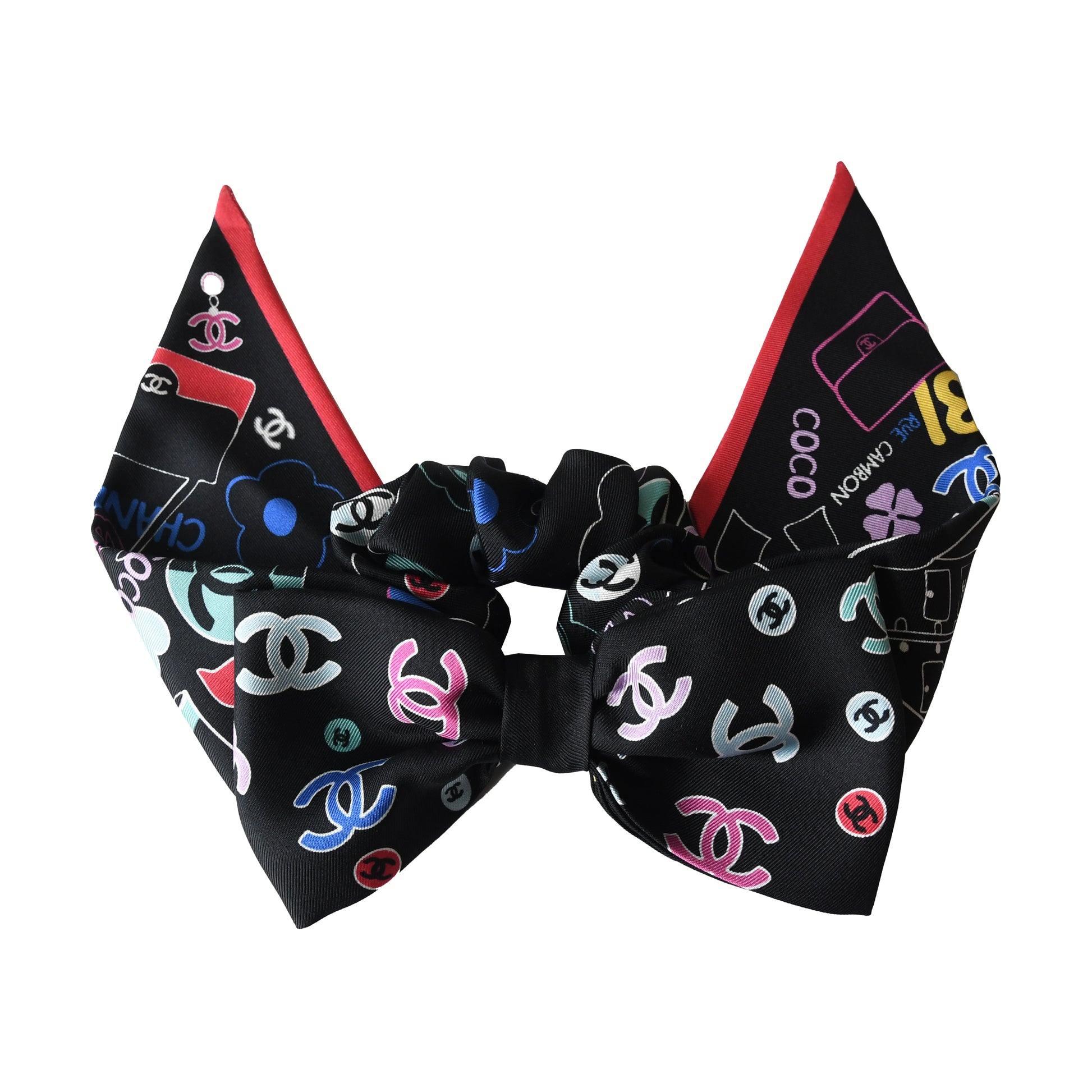 Chanel Silk CC Logo Pattern Ribbon Hair Band Multicolor-NOBLEMARS