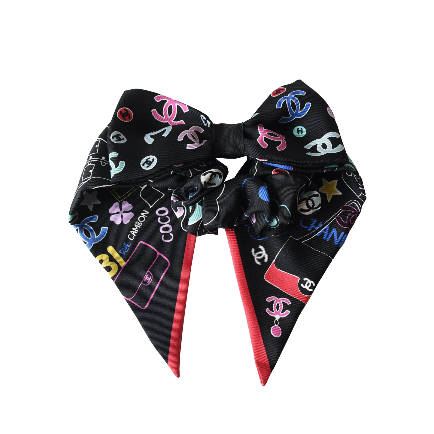 Chanel Silk CC Logo Pattern Ribbon Hair Band Multicolor-NOBLEMARS
