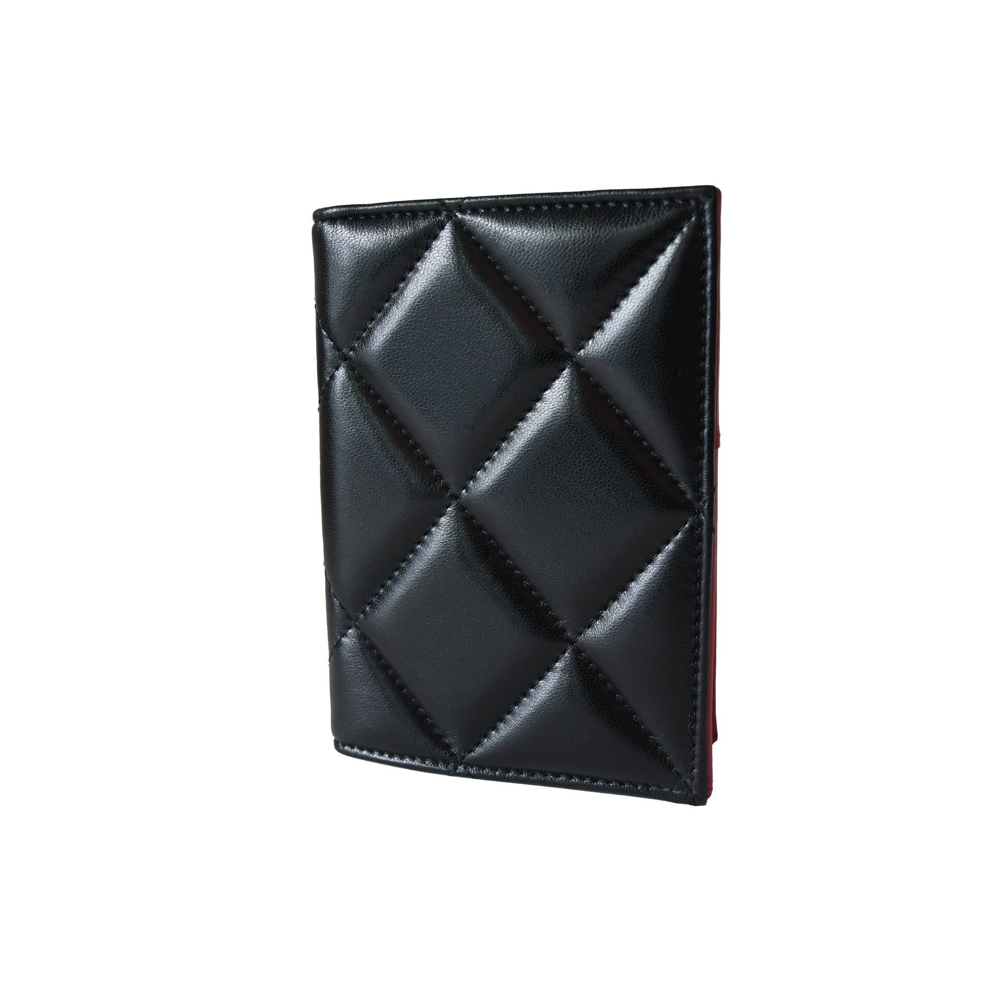 Chanel CC Lambskin Quilted Passport Holder Black-NOBLEMARS