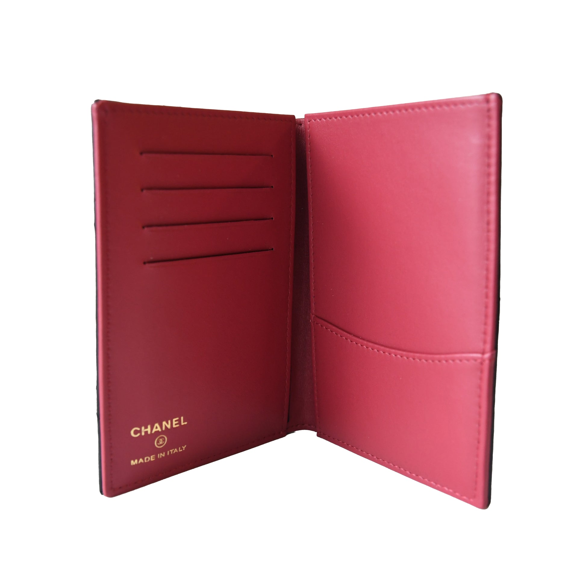 Chanel CC Lambskin Quilted Passport Holder Black-NOBLEMARS