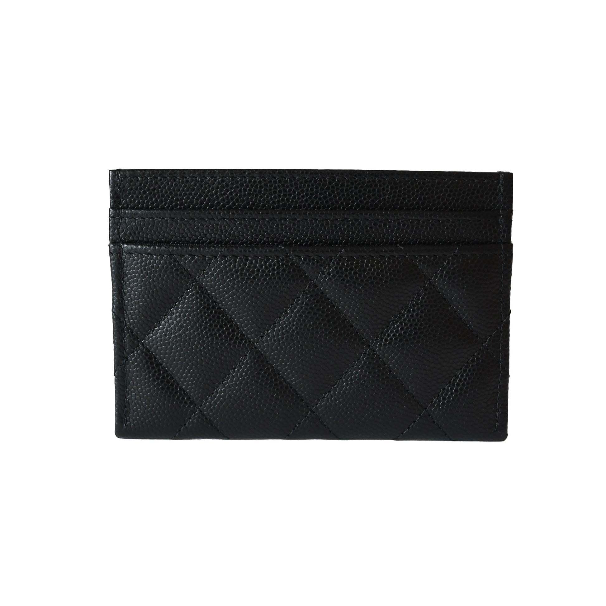 Chanel Metal Crystal Strass CC Logo Quilted Leather Card Holder Black-NOBLEMARS
