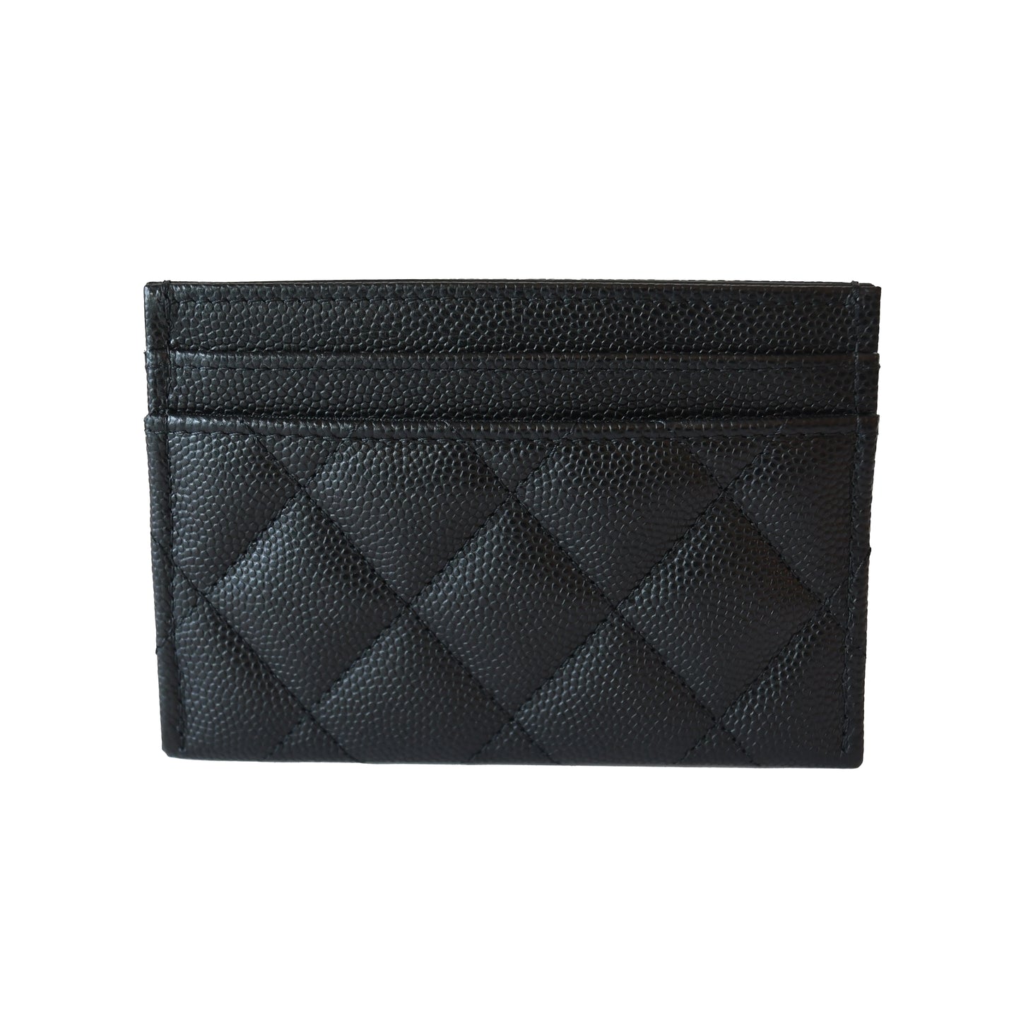 Chanel CC Resin Caviar Quilted Card Holder Black-NOBLEMARS