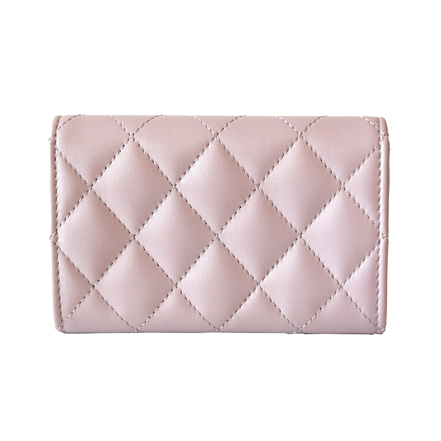 Chanel Pearl CC Logo Flap Wallet Pink-NOBLEMARS