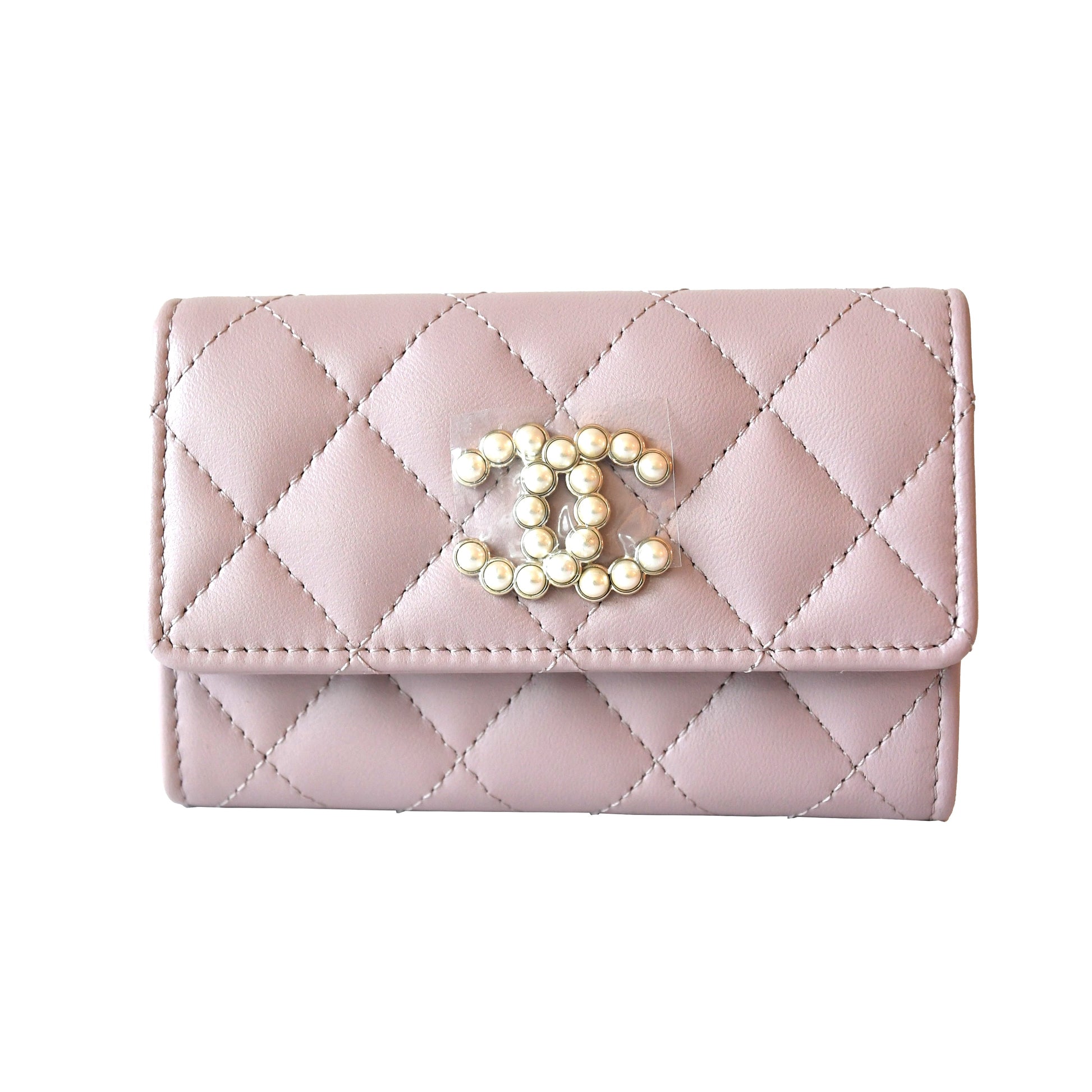 Chanel Pearl CC Logo Flap Wallet Pink-NOBLEMARS