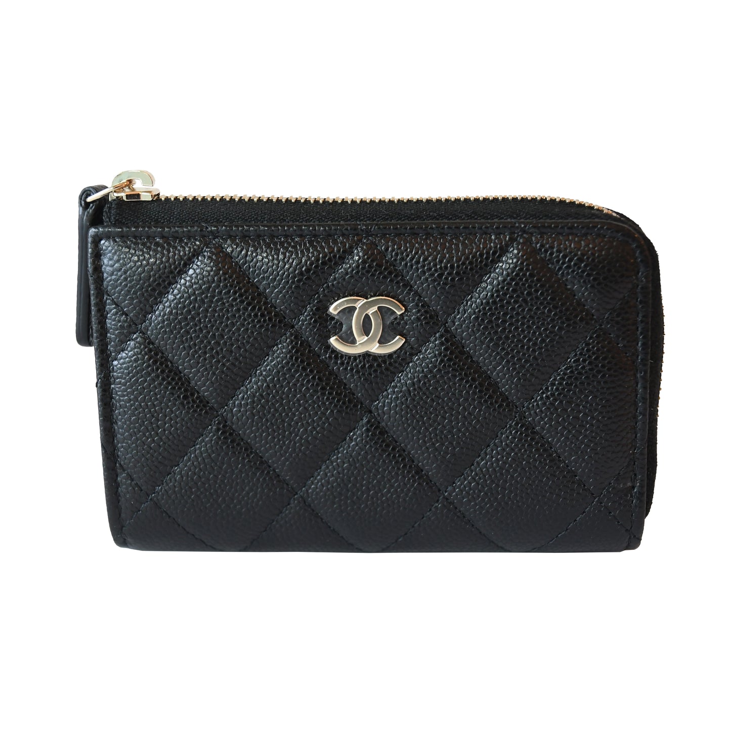 Chanel CC Caviar Quilted Zipped Key Holder Case Black Gold-NOBLEMARS