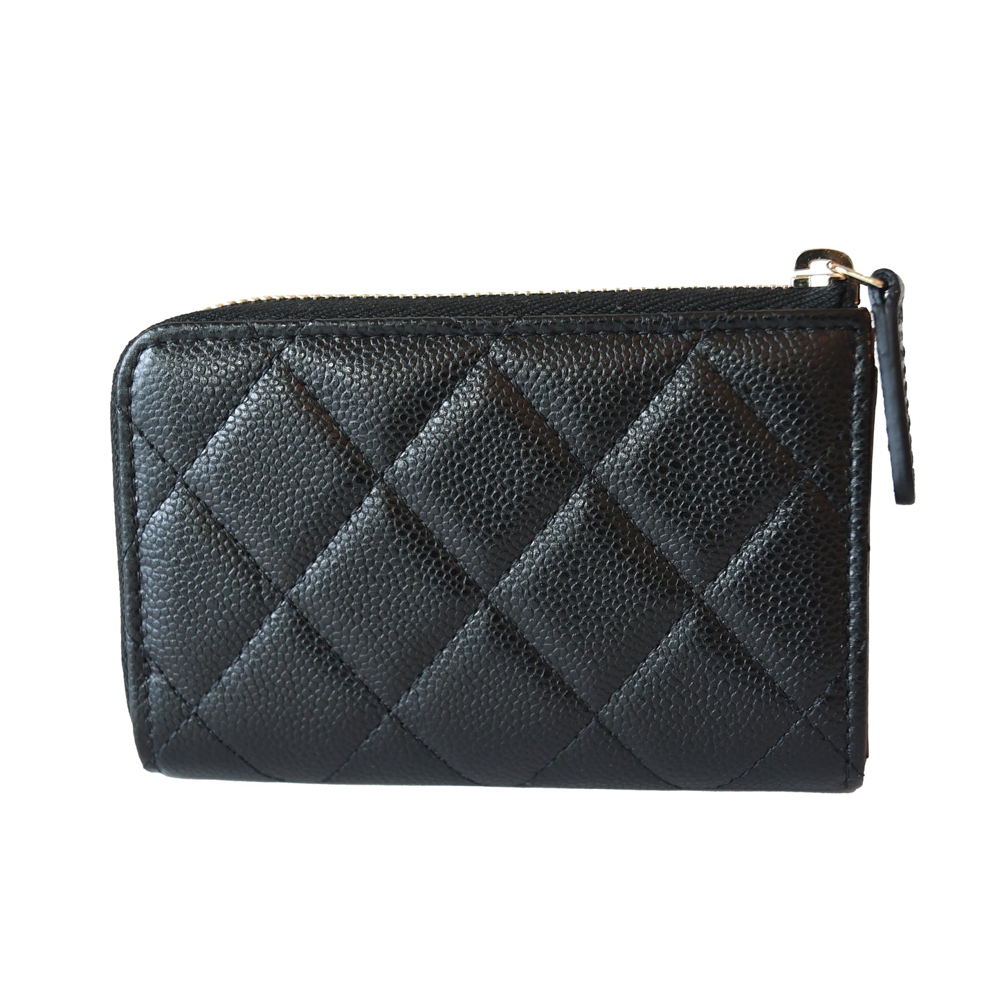 Chanel CC Caviar Quilted Zipped Key Holder Case Black Gold-NOBLEMARS
