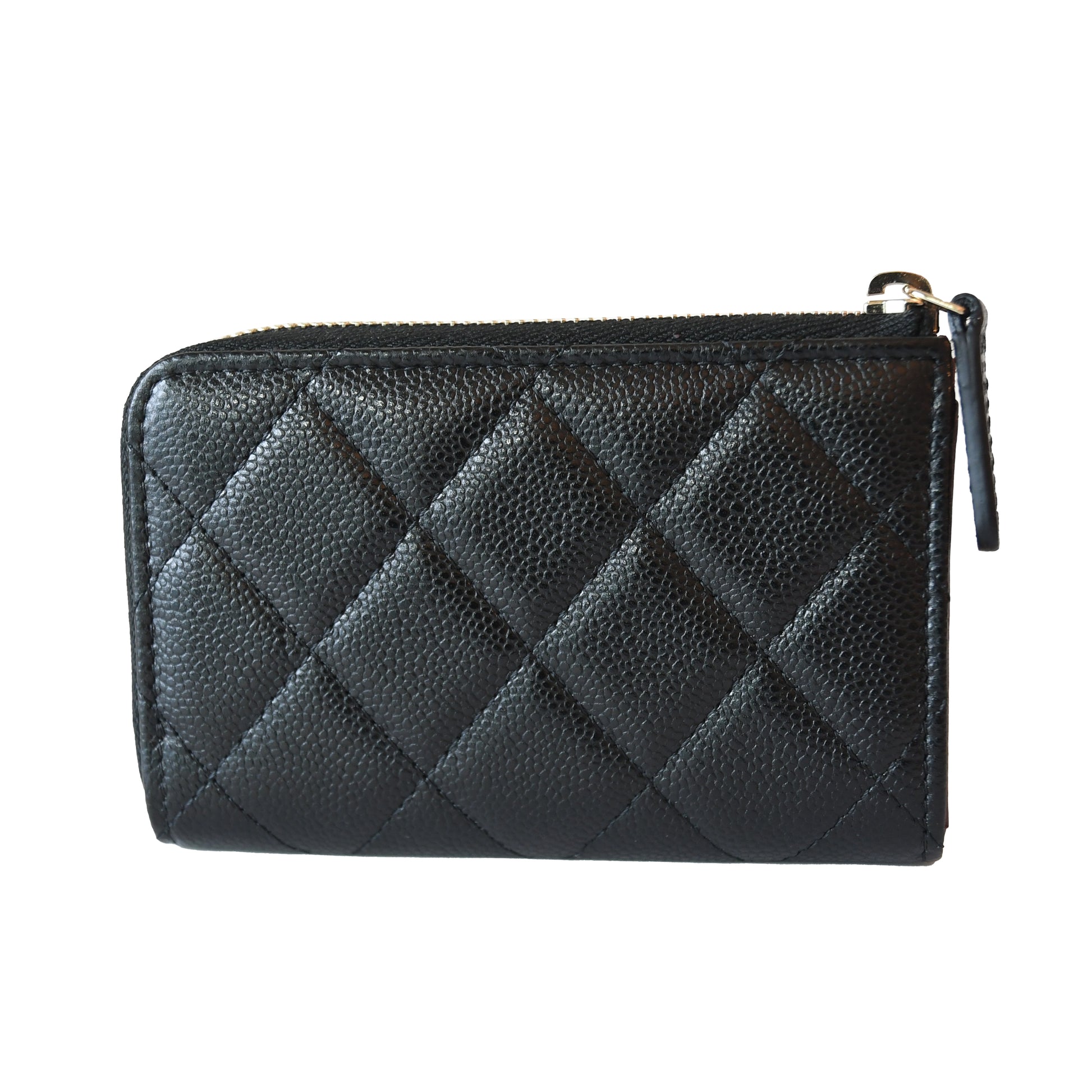 Chanel CC Caviar Quilted Zipped Key Holder Case Black Gold-NOBLEMARS