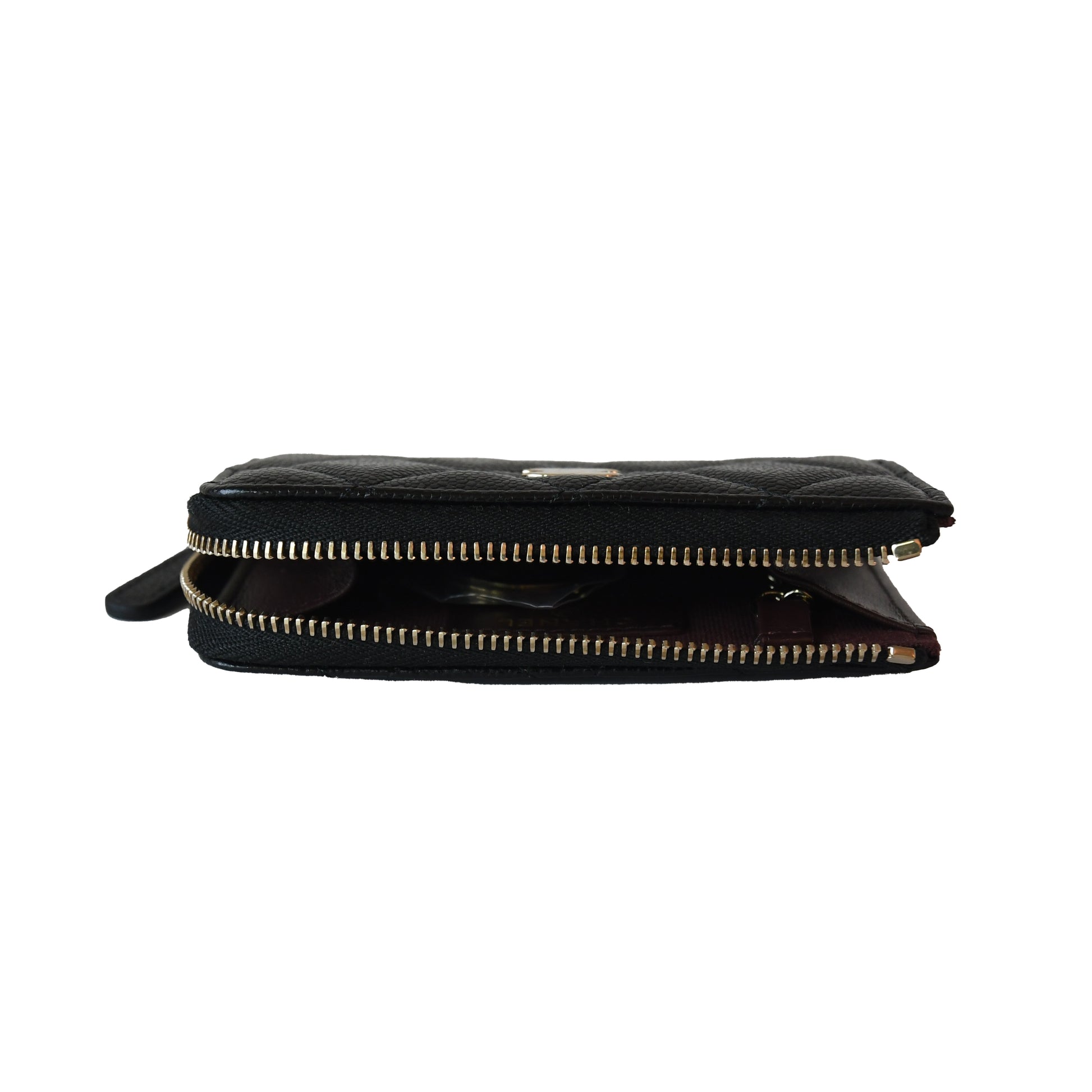 Chanel CC Caviar Quilted Zipped Key Holder Case Black Gold-NOBLEMARS