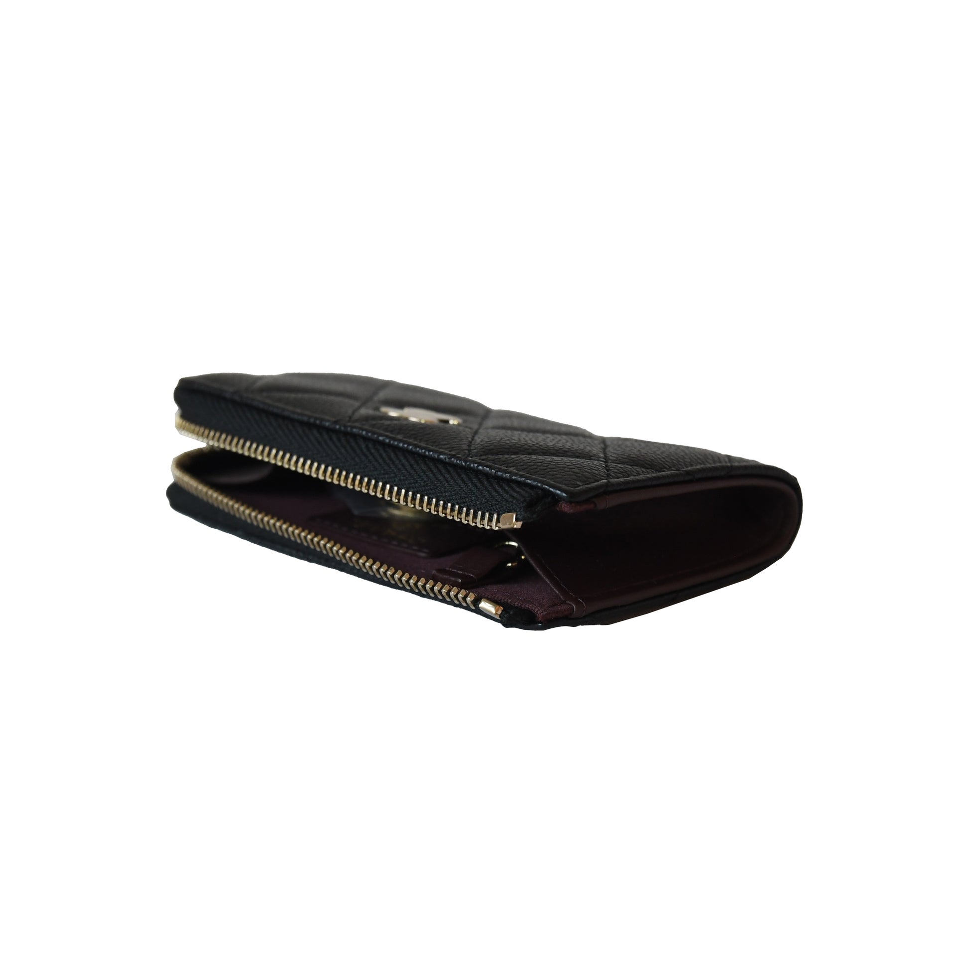 Chanel CC Caviar Quilted Zipped Key Holder Case Black Gold-NOBLEMARS