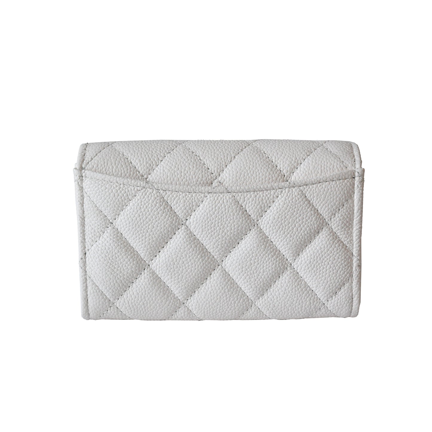 Chanel Caviar Quilted Flap Card Holder Wallet White