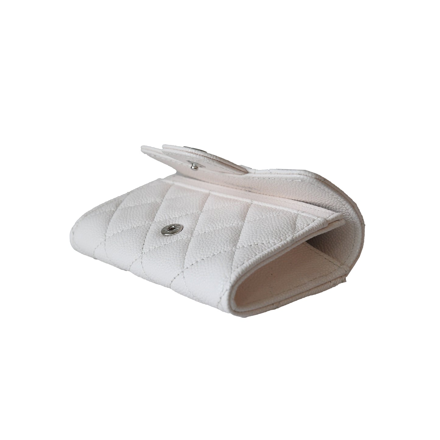 Chanel Caviar Quilted Flap Card Holder Wallet White