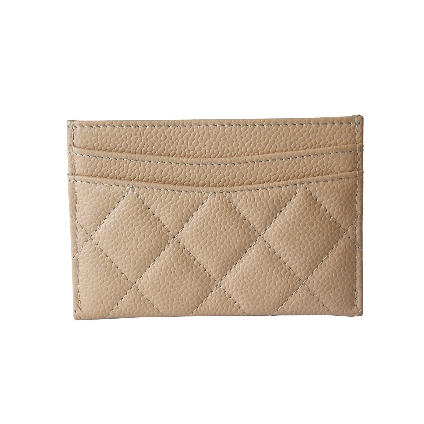 Chanel Caviar Quilted Card Holder Gold Hardware Beige