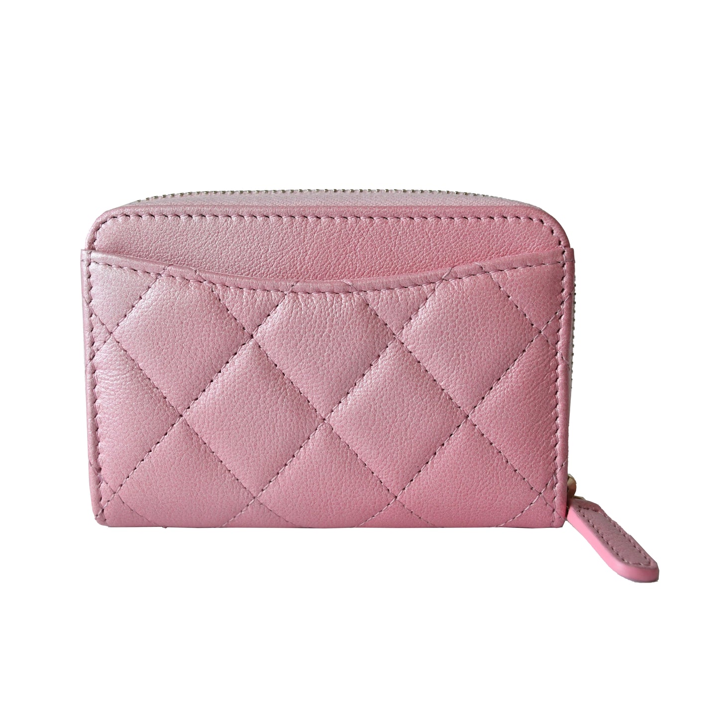 Chanel Iridescent Caviar Quilted Zip Coin Purse Wallet Pink