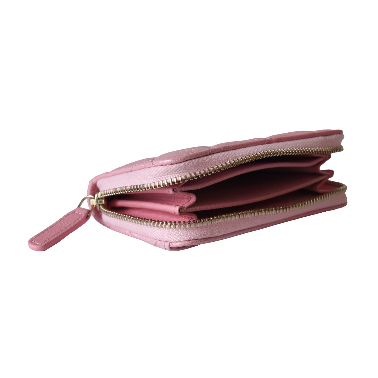 Chanel Iridescent Caviar Quilted Zip Coin Purse Wallet Pink