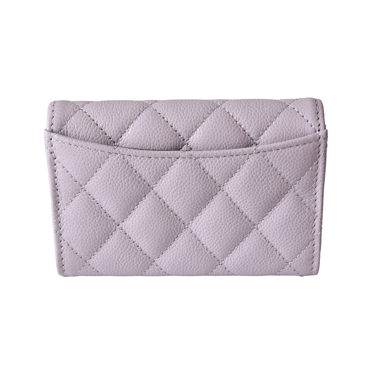 Chanel CC Quilted Flap Card Holder Interlocking Wallet Light Purple