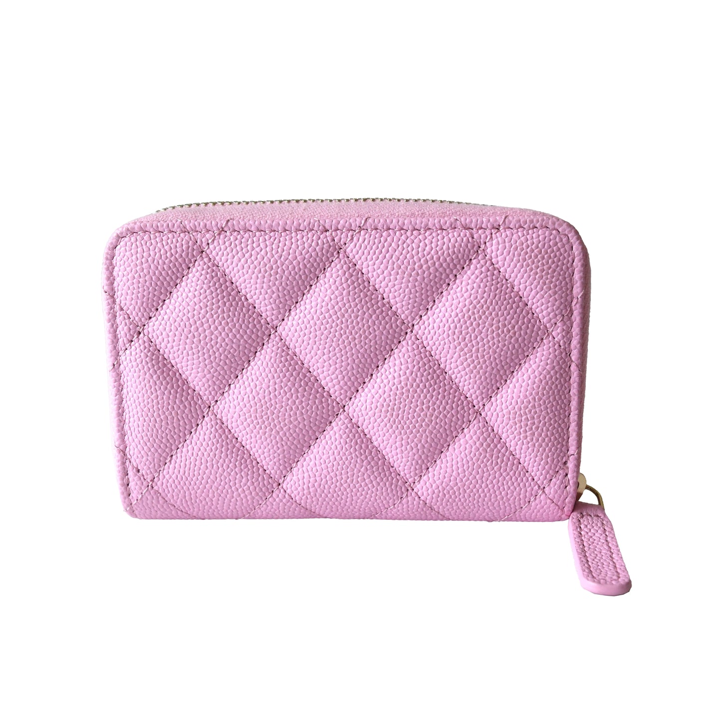 Chanel CC Quilted Zipped Coin Purse Wallet Pink