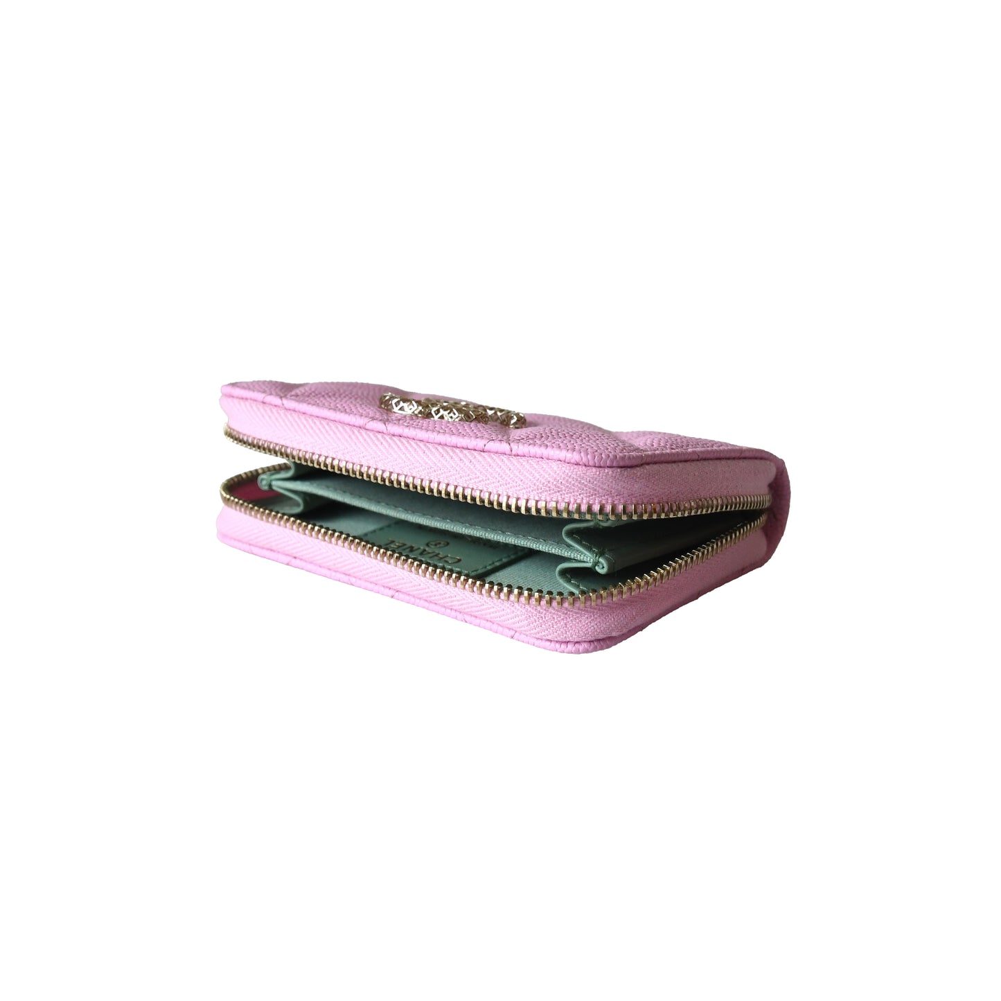 Chanel CC Quilted Zipped Coin Purse Wallet Pink