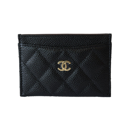 Chanel CC Caviar Quilted Card Holder Black