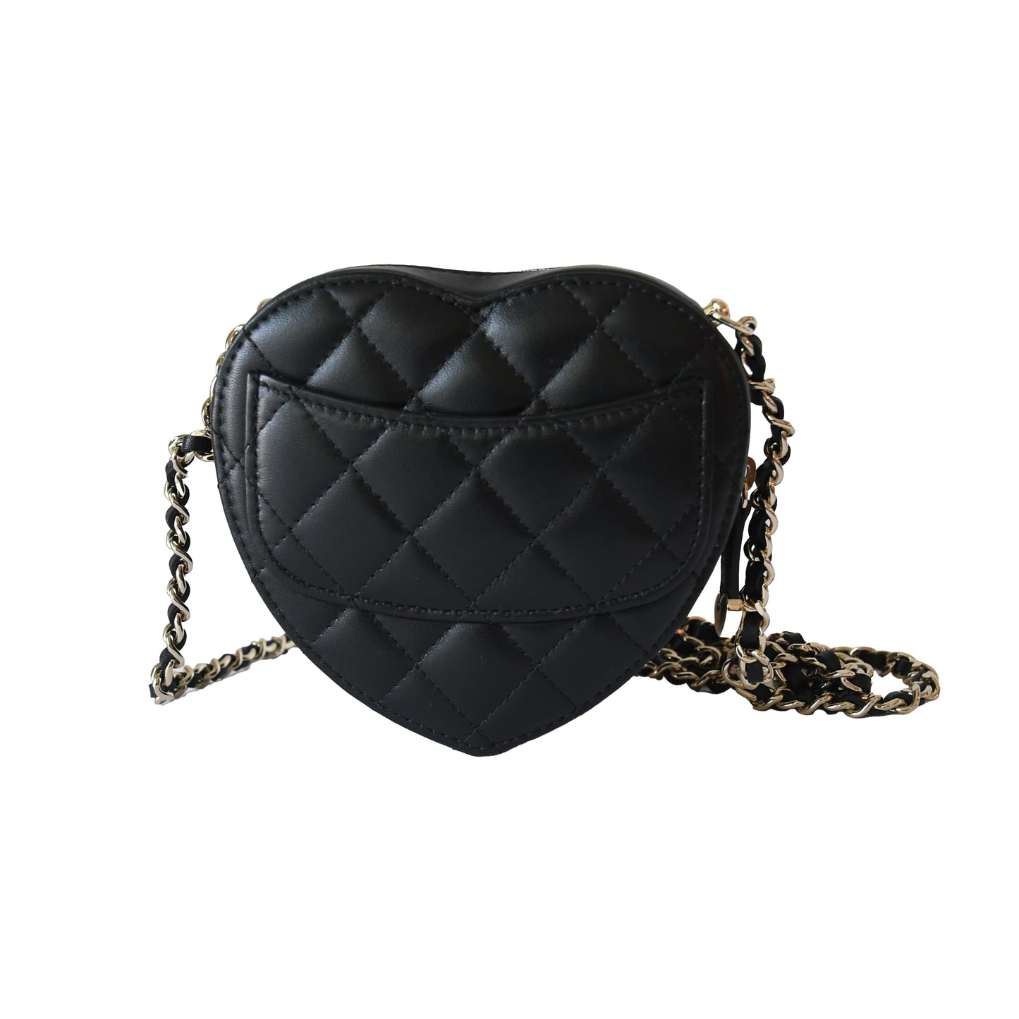 Chanel CC Lambskin Quilted In Love Heart Bag Gold Hardware Black