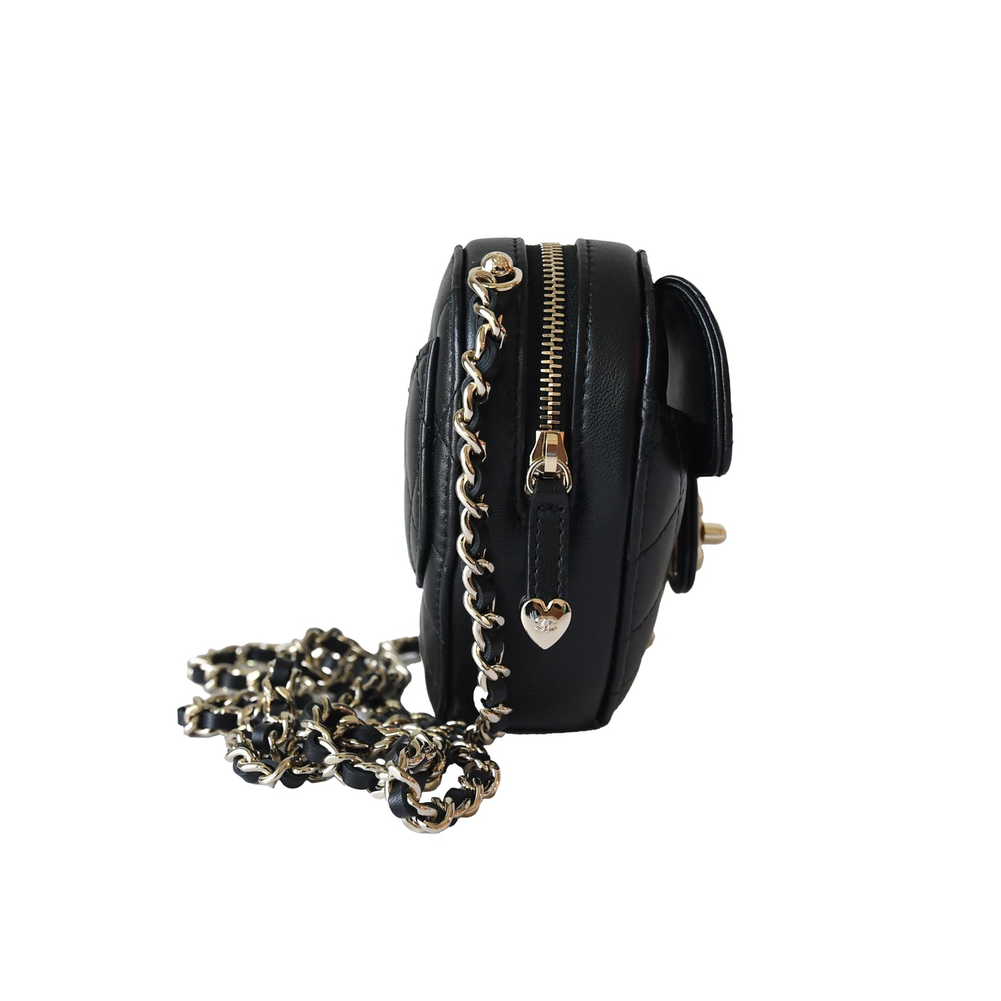 Chanel CC Lambskin Quilted In Love Heart Bag Gold Hardware Black