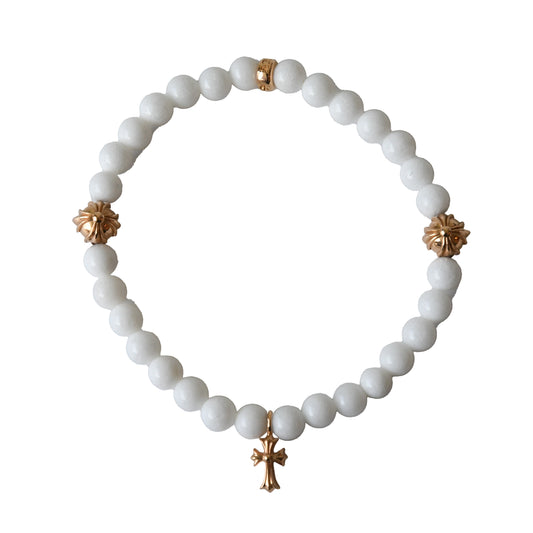 Chrome Hearts Cross Pendant Bead Bracelet Gold