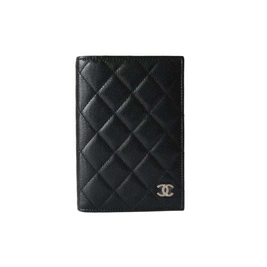 Chanel CC Caviar Quilted Passport Holder Black-NOBLEMARS