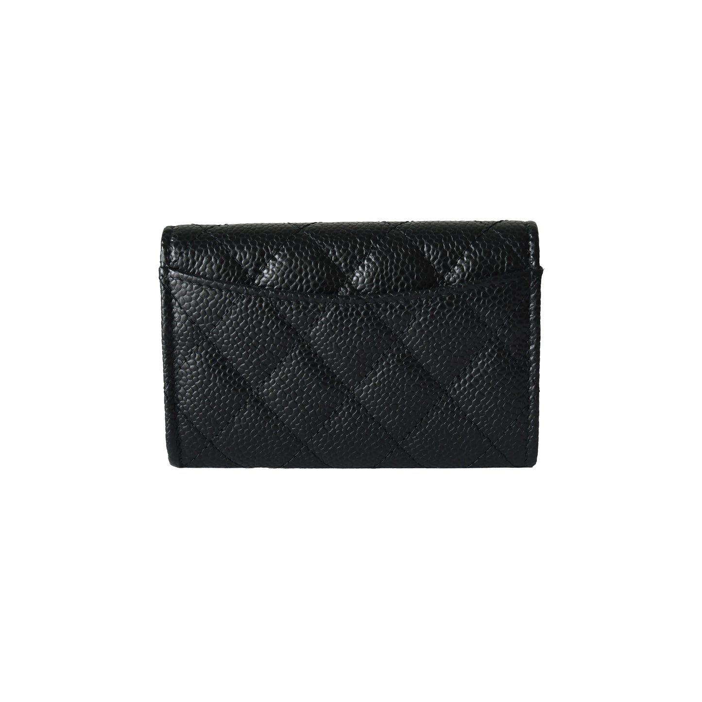 Chanel CC Caviar Quilted Flap Card Holder Wallet Gold Hardware Black-NOBLEMARS