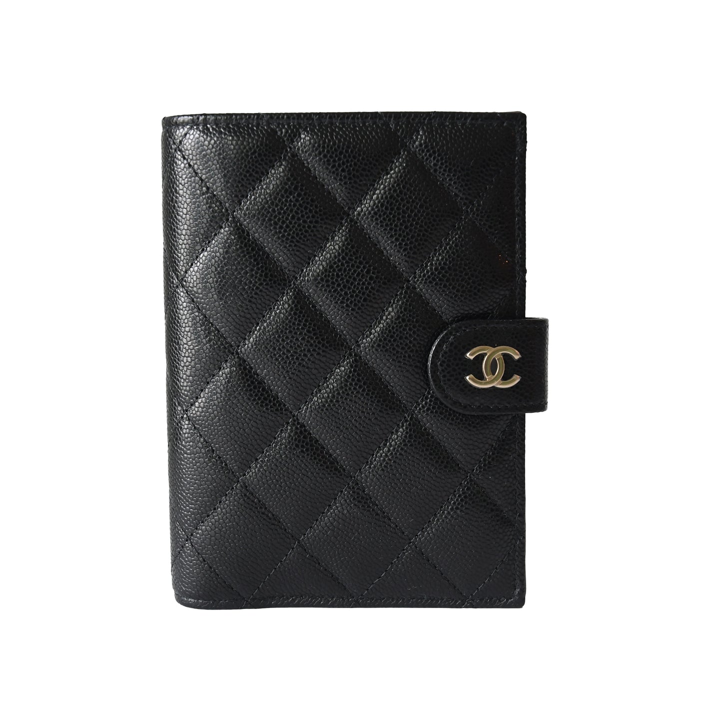 Chanel CC Caviar Quilted Passport Holder Wallet Black-NOBLEMARS