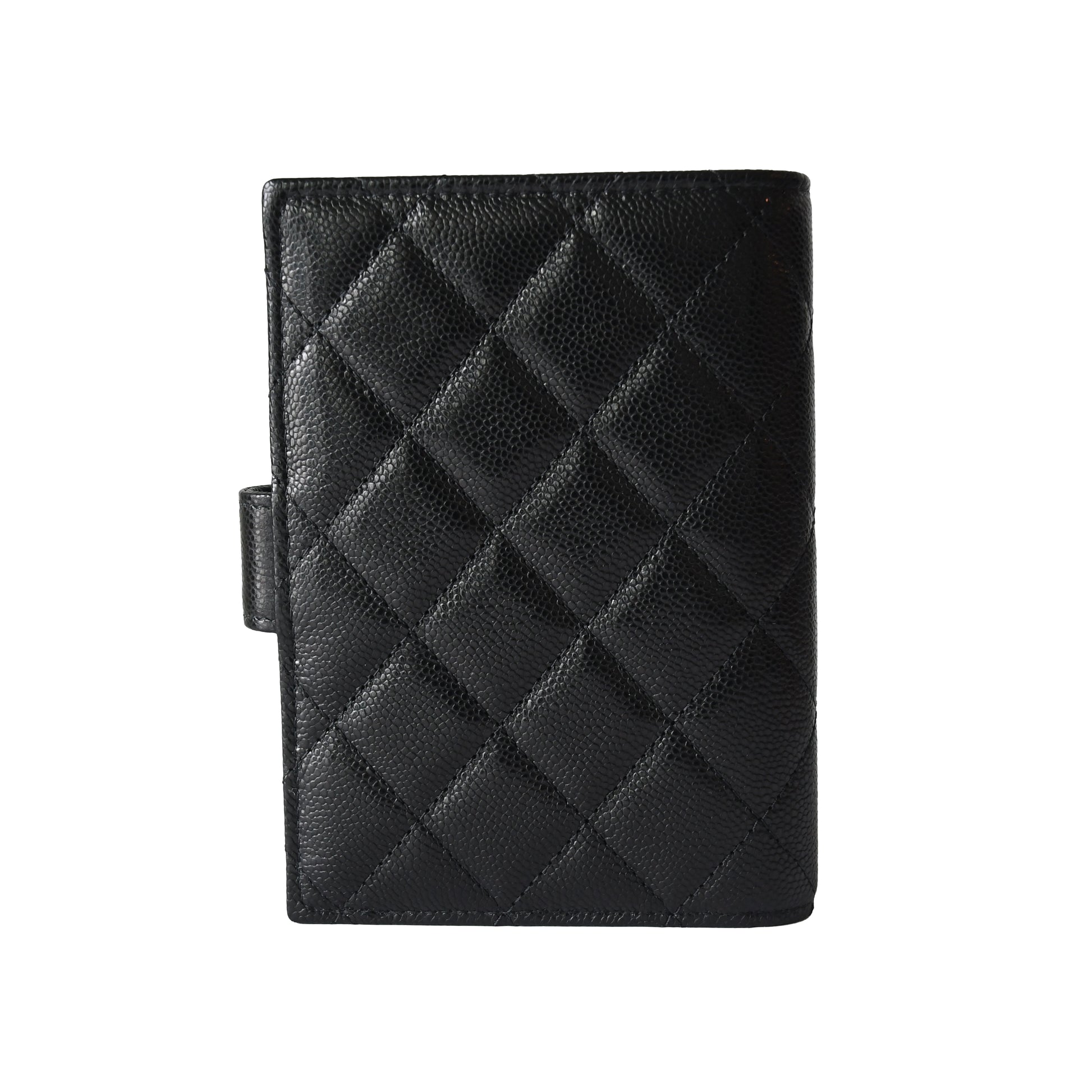 Chanel CC Caviar Quilted Passport Holder Wallet Black-NOBLEMARS