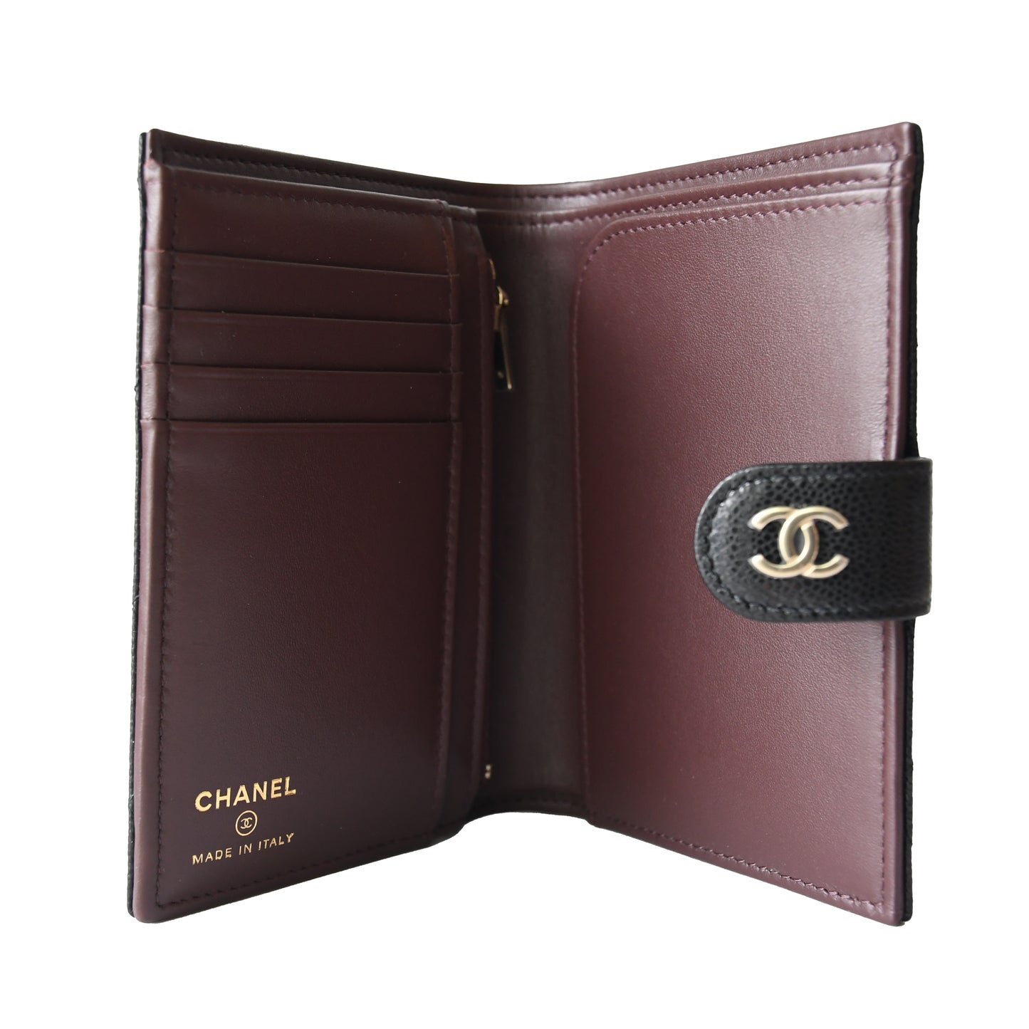Chanel CC Caviar Quilted Passport Holder Wallet Black-NOBLEMARS