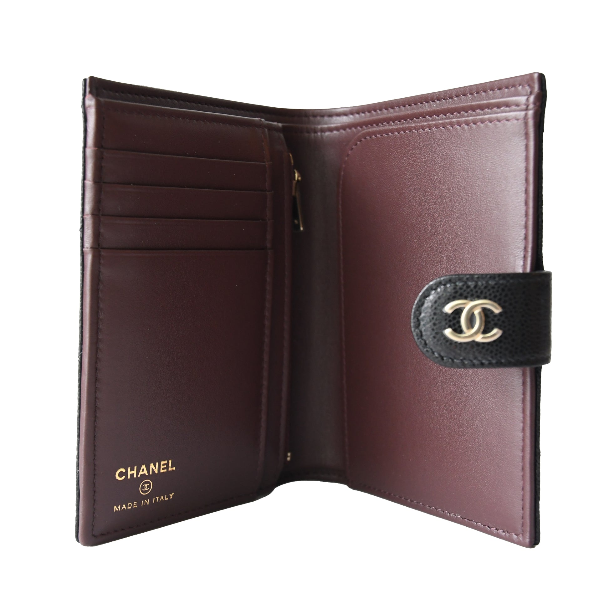 Chanel CC Caviar Quilted Passport Holder Wallet Black-NOBLEMARS