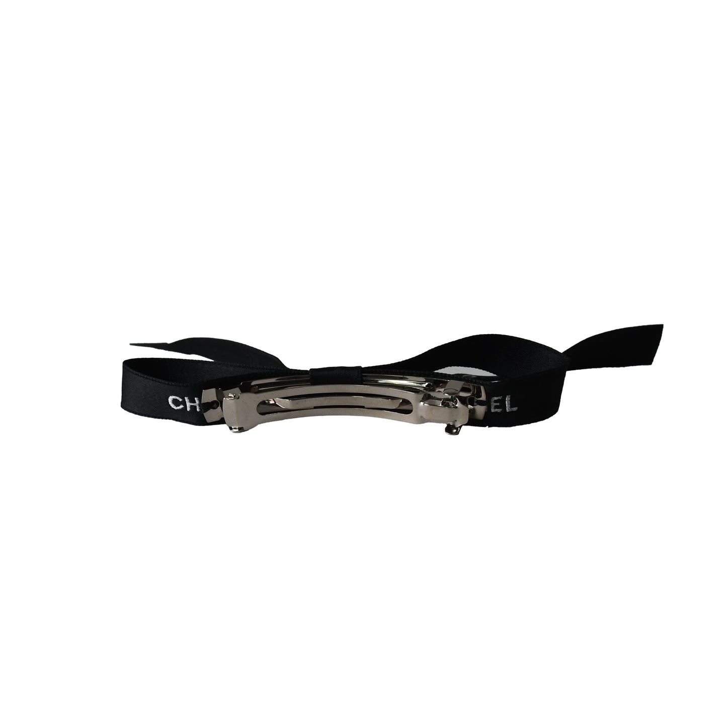 Chanel Logo Hair Barrette Black-NOBLEMARS