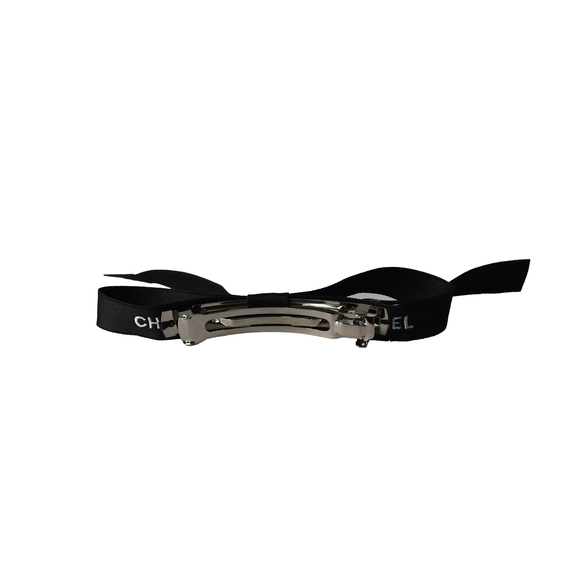 Chanel Logo Hair Barrette Black-NOBLEMARS