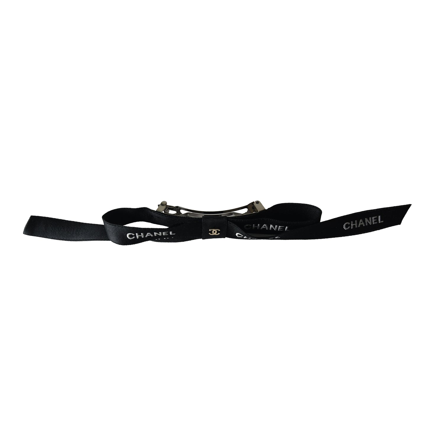 Chanel Logo Hair Barrette Black-NOBLEMARS