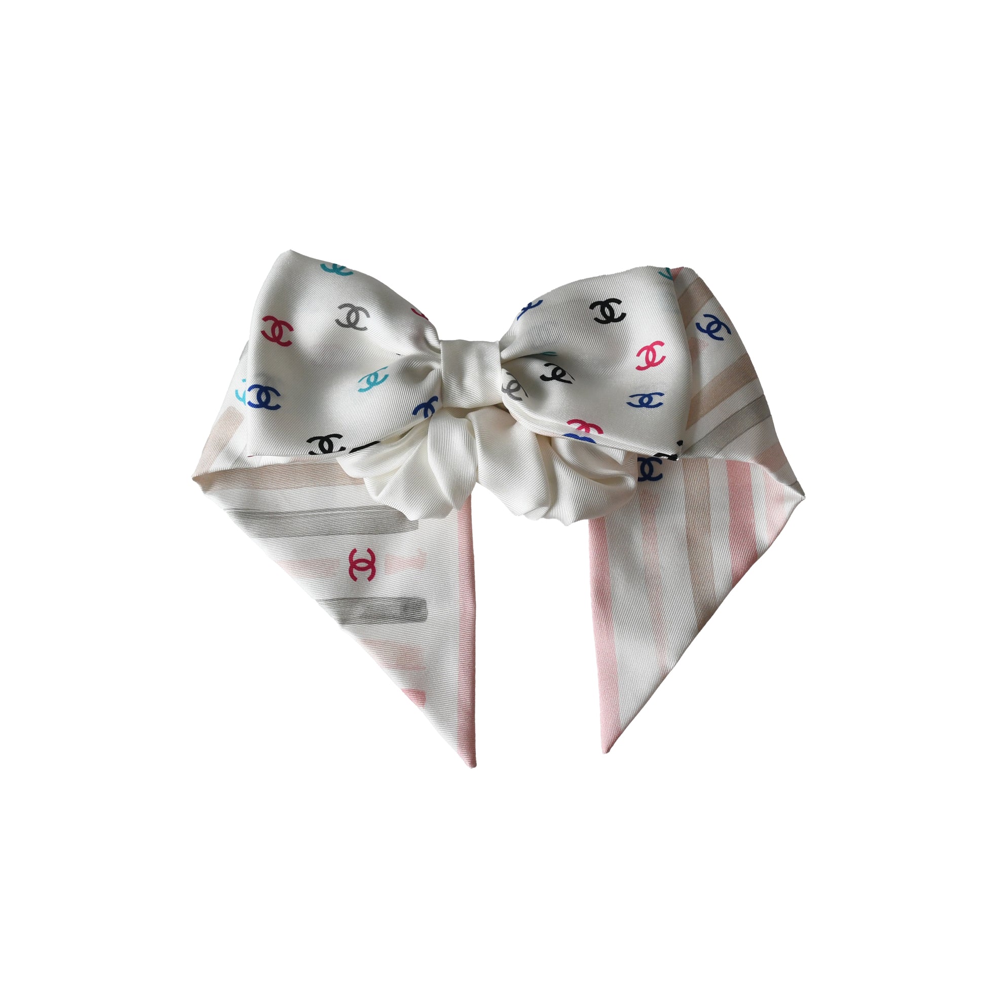 Chanel CC Silk Scrunchie Ivory-NOBLEMARS