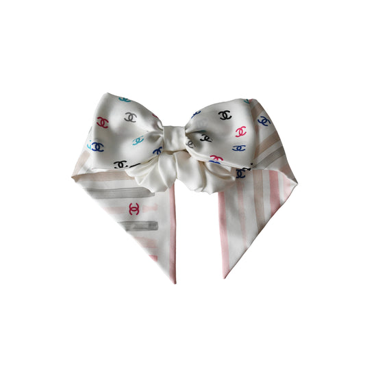 Chanel CC Silk Scrunchie Ivory-NOBLEMARS