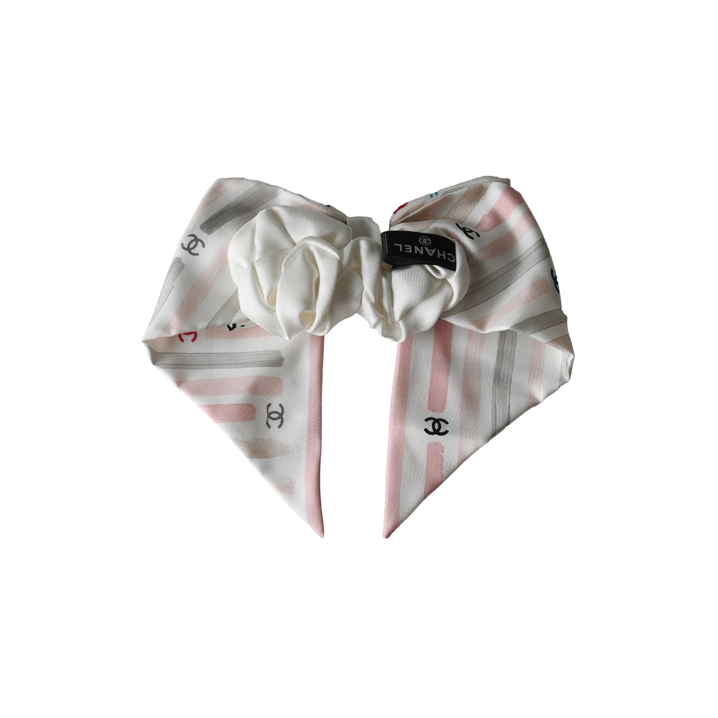 Chanel CC Silk Scrunchie Ivory-NOBLEMARS